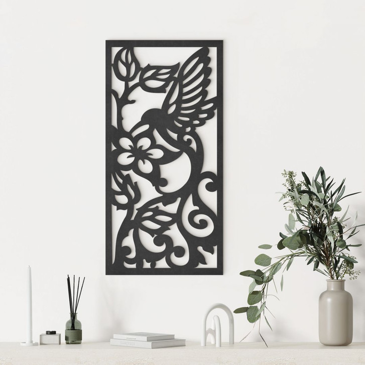Wanddeko Kolibri-Blumen - MDF-Holzdeko - WA405867