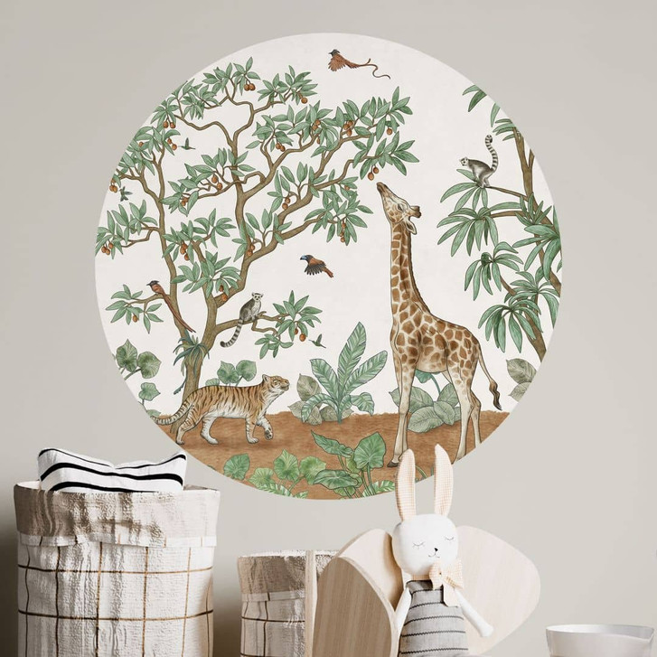 Wandtattoo Kinderzimmer - Wimmelbild Dschungeltiere - Kikki Belle - Rund - WA501100