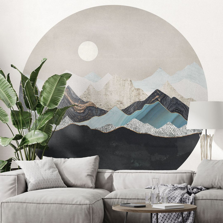 Fototapete Ruhige Berglandschaft in der Dämmerung - SpaceFrog Designs - Rund - Selbstklebend/Vlies - WA424592