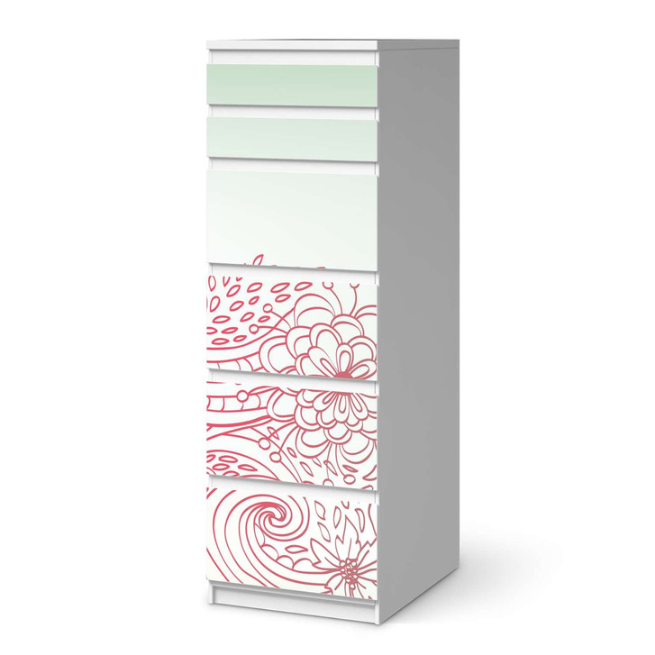 Klebefolie IKEA Malm Kommode 6 Schubladen (schmal) - Floral Doodle - CR111628