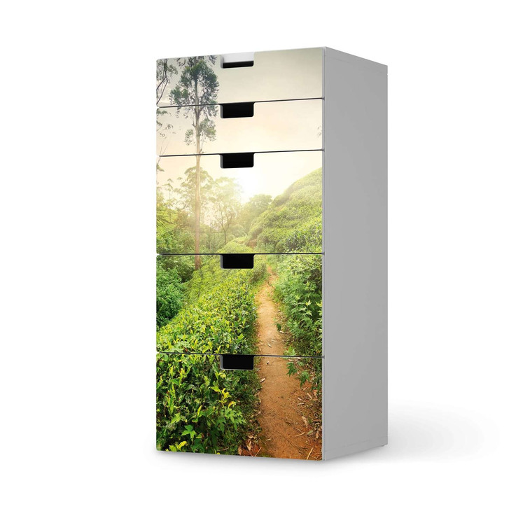 Möbel Klebefolie IKEA Stuva / Malad Kommode - 5 Schubladen - Green Tea Fields - CR114099