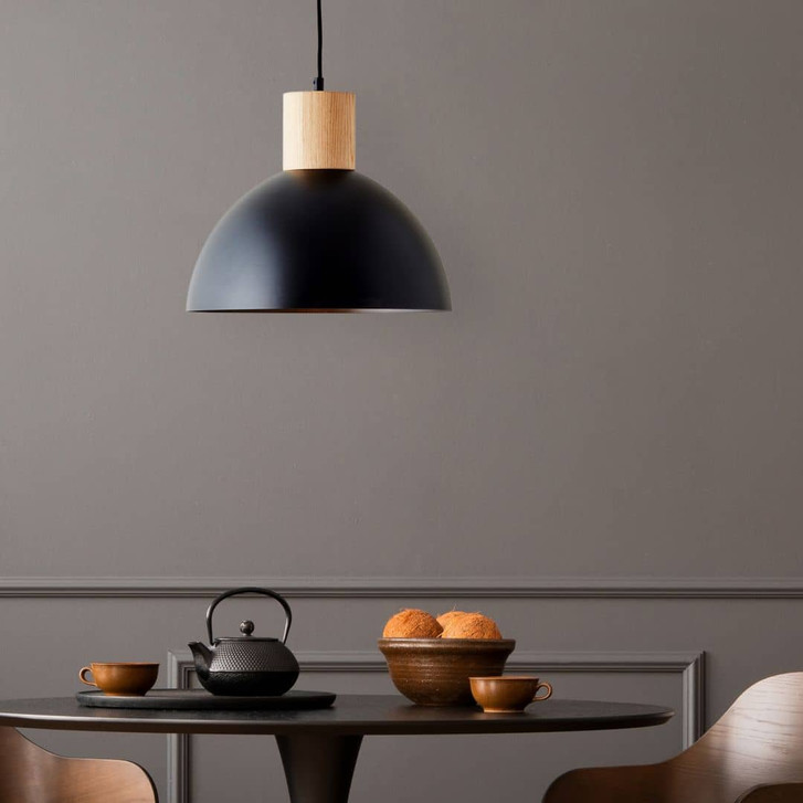 Pendelleuchte Emil, schwarz/braun, 120 x 34 cm, Holz Pendel-lampe, dimmbar - WA438611