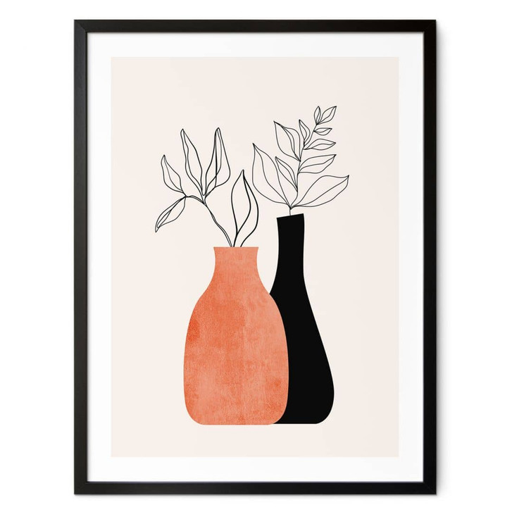 Poster Vasen in Schwarz und Orange - Kubistika - WA409110