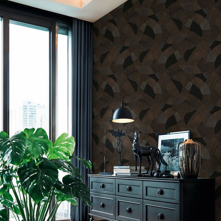Vliestapete geometrisch Formen schwarz braun Tapete Wandtapete Geometrisch - WA503040