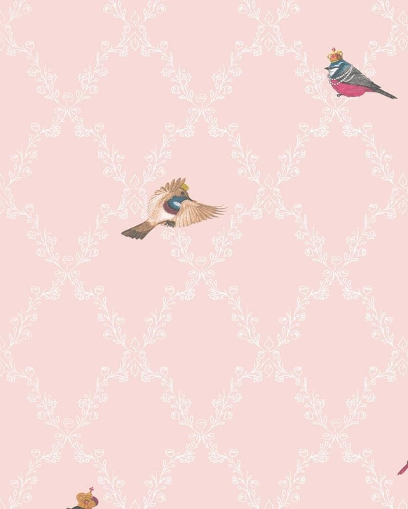 Vliestapete Vögel Illustration Romantisch, Modern in Weiss für Schlafzimmer - WA482839