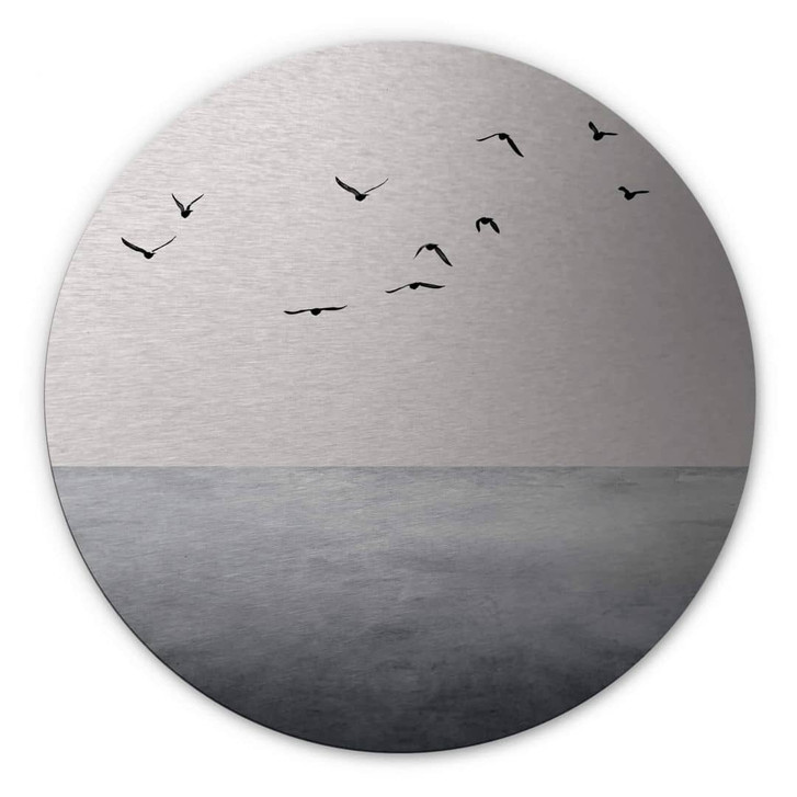 Alu-Dibond-Silbereffekt Kubistika - Das offene Meer - Rund - WA320052