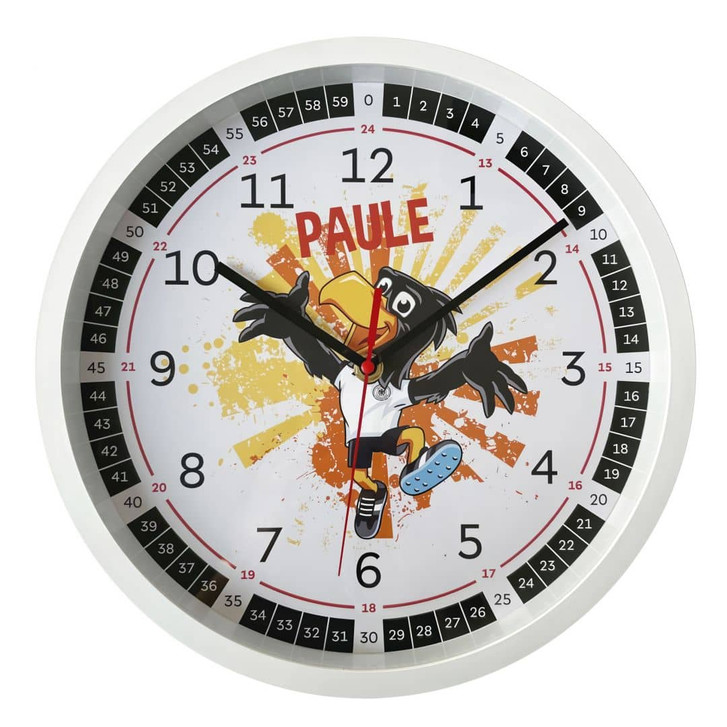 DFB Wanduhr für Kinder - Maskottchen Paule Ø29 cm - WA419203