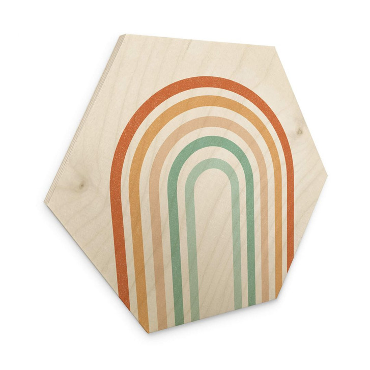 Hexagon Holzbild - Regenbogen Boho - WA401037