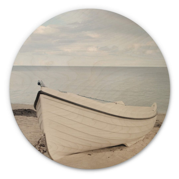 Holzbild Boot am Strand - Rund - WA355138