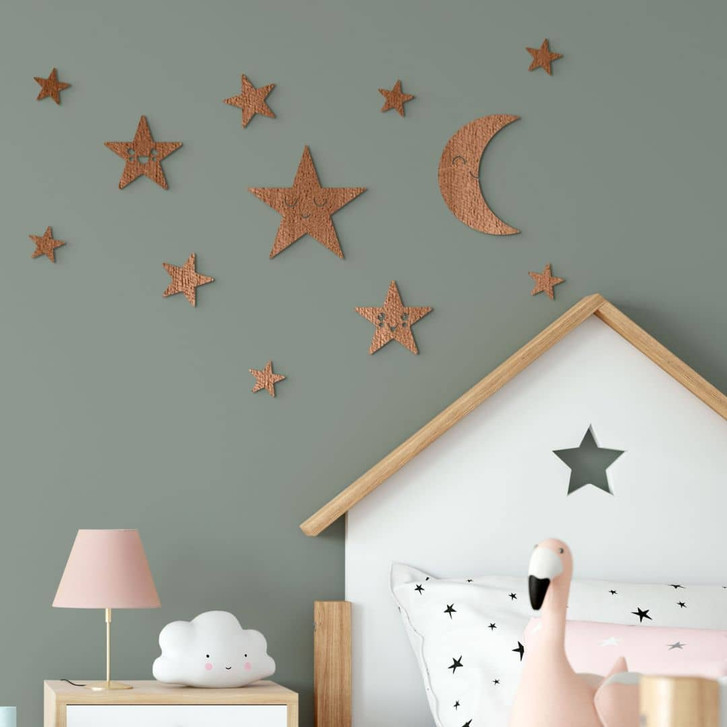 Holzdeko Mond und Sterne Set - Kawaii - Mahagoni - WA425873