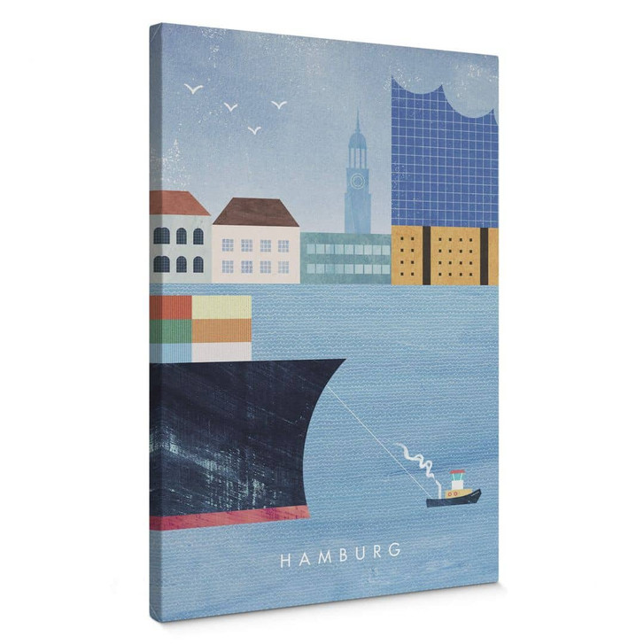 Leinwandbild Hamburg mit Hafen - Rivers - WA404166