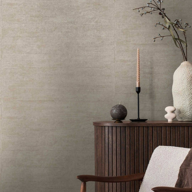 Struktur-Tapete Taupe Grau - Vliestapete mit feiner Linienstruktur - Moderne Unitapete - WA480163