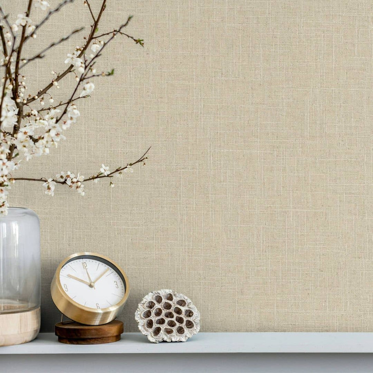 Vliestapete in textilem Uni Look beige Uni - WA450411