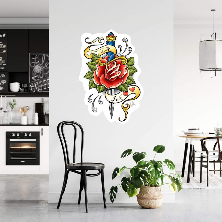 Wandsticker LA Ink Dolch mit Rose - WA201234