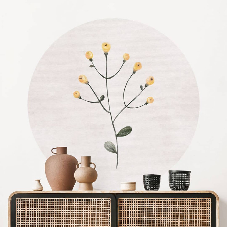 Wandtattoo Zarte Pflanze mit gelben Blüten - Goed Blauw - Rund - WA486229