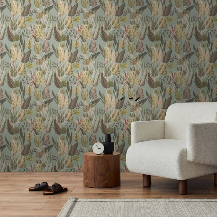 Botanik-Tapete Grün Beige – Dschungel-Mustertapete mit Pflanzen – Vliestapete - WA459150