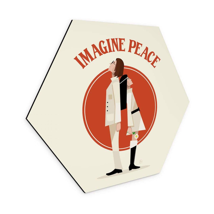 Hexagon Wandbild Imagine Peace - Zwei für Frieden und Hoffnung - Retrodrome - Alu-Dibond - WA435199