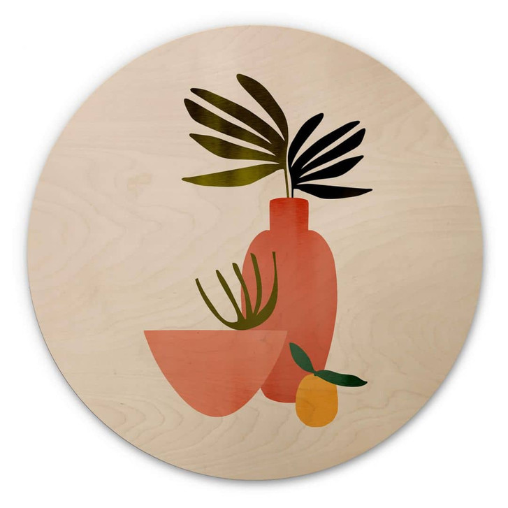 Holzbild Kubistika - Saftige Zitrone - Rund - WA333006