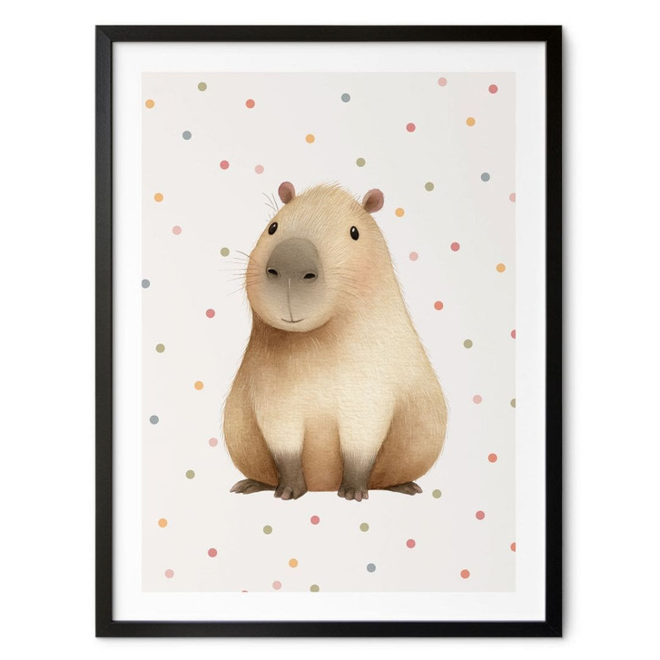 Kinderposter Süsses Capybara mit Konfetti - WA499513