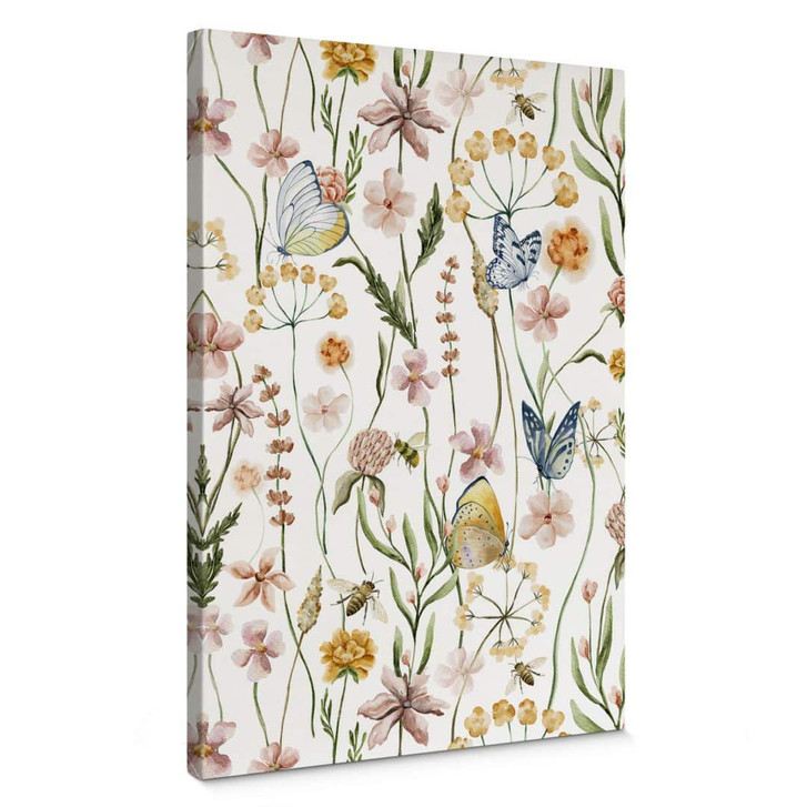 Leinwandbild Frühlingswiese mit Schmetterlingen - UN Designs - WA404951