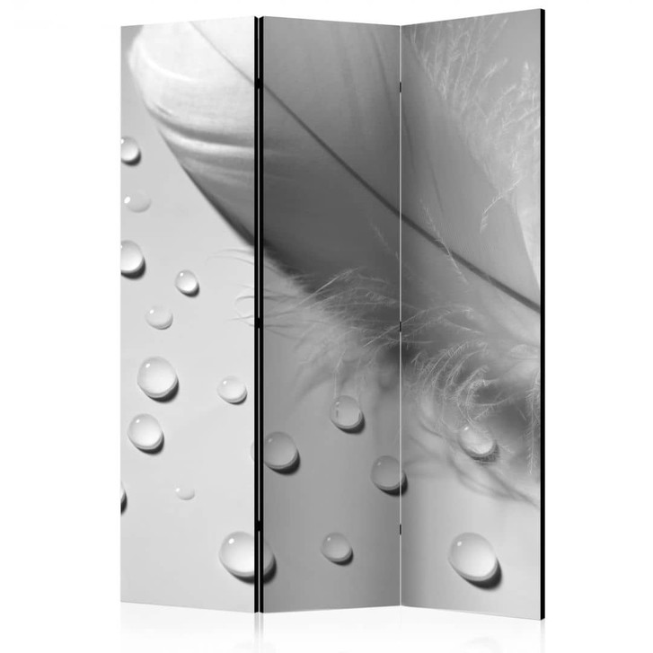 Paravent, Raumteiler freistehend, Trennwand - Weisse Feder, 3-teilig - 135 x 172 cm - WA453507