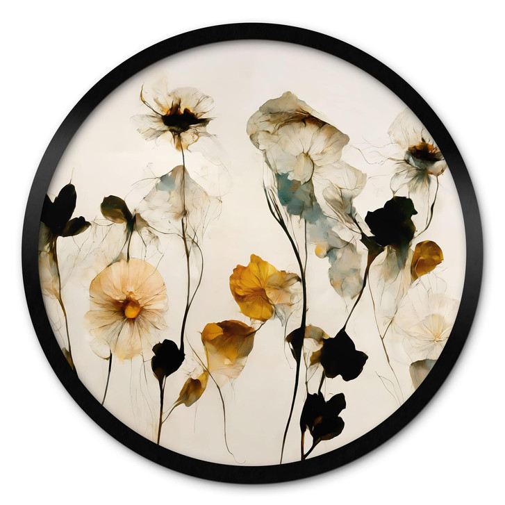 Poster Filigrane Trockenblumen in Naturtönen - Treechild - Rund - WA518070