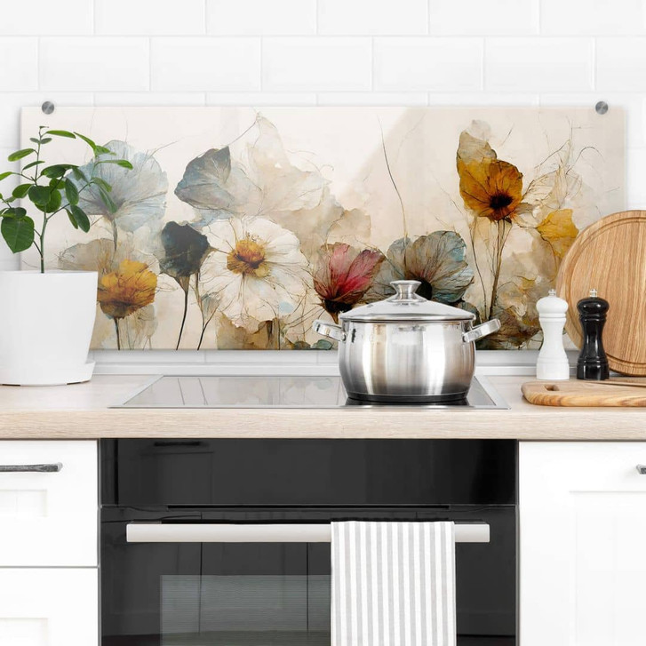 Spritzschutz Bouquet aus Trockenblumen - Panorama - Treechild - WA410612