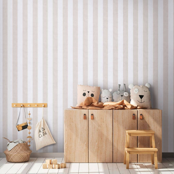 Streifentapete Beige Weiss - Klassische Tapete mit Streifenmuster - WA465321
