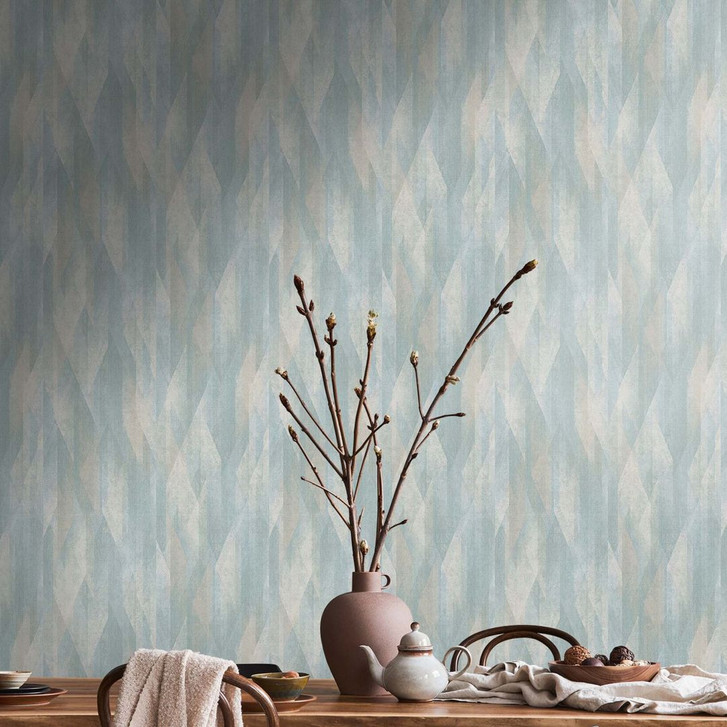 Tapete skandinavisch Schwedenstil Vliestapete Grafik Blau für Schlafzimmer, Flur, Küche - WA382415