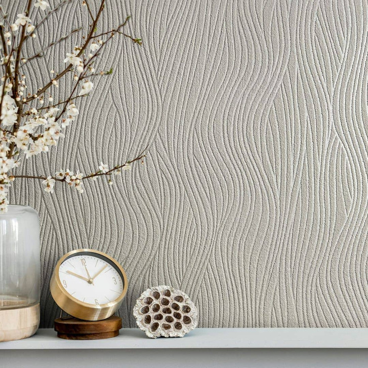 Vliestapete in 3D-Streifenoptik beige Streifen - WA451355