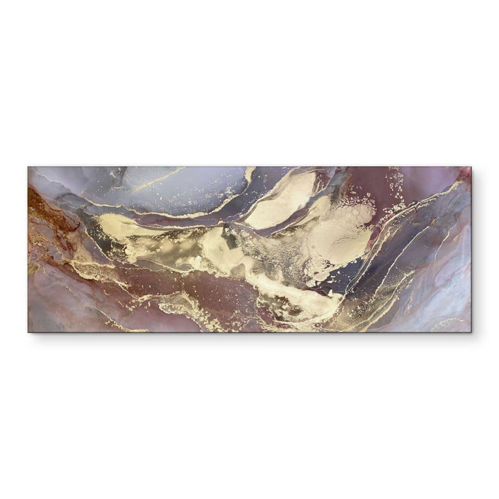 Wandbild Edle Strukturen in Gold und Violett - Shelest - Alu-Dibond Panorama - WA464549