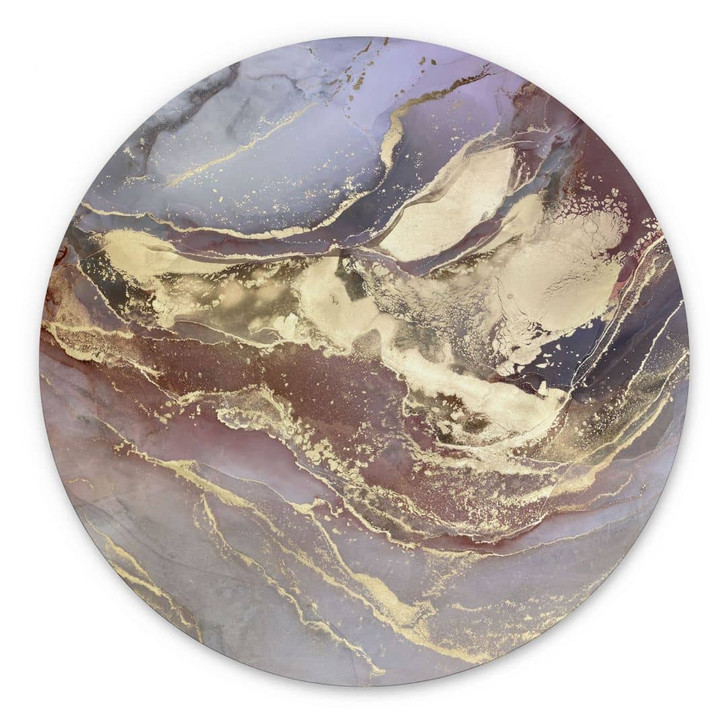Wandbild Edle Strukturen in Gold und Violett - Shelest - Alu-Dibond Rund - WA464540