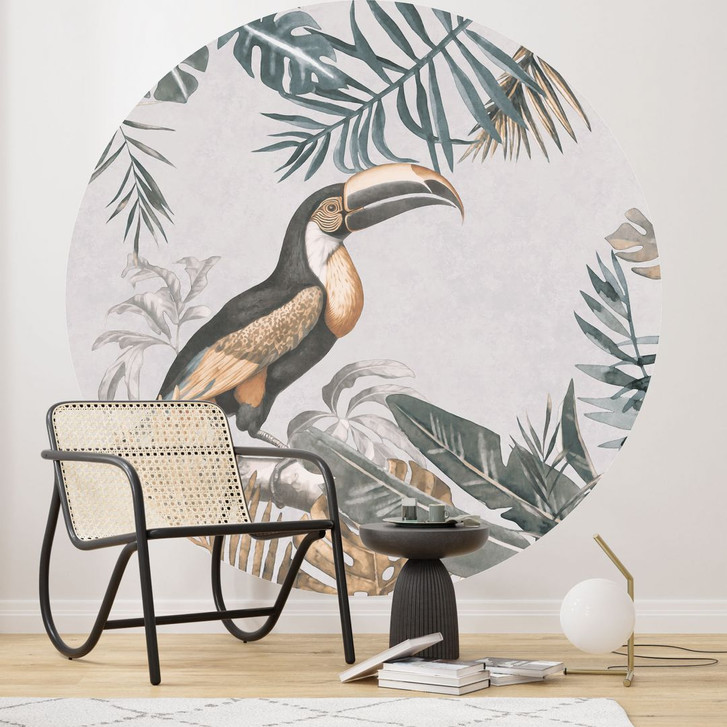Fototapete Tropischer Wald mit Tukan - Rund - Haase - Selbstklebend/Vlies - WA399422