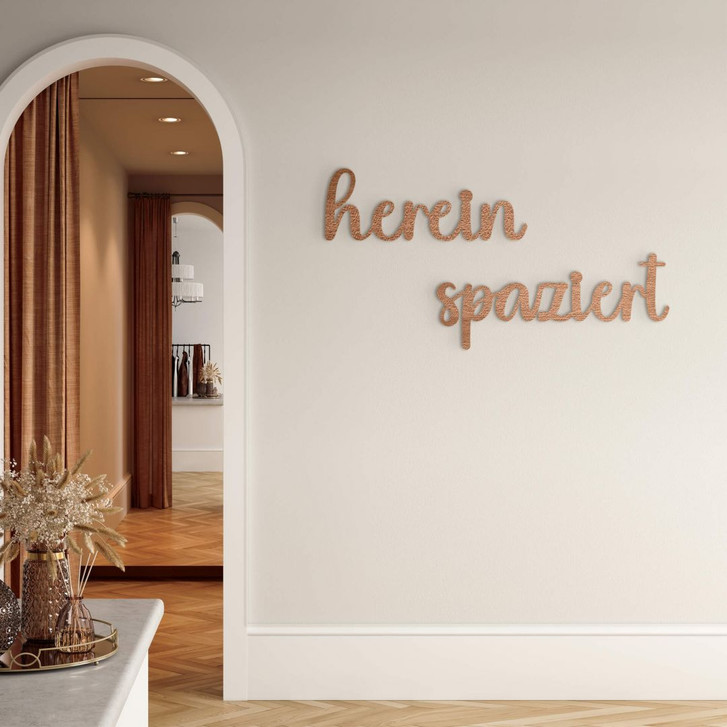 Holzdeko Mahagoni - 3D-Schriftzug Hereinspaziert - WA355889