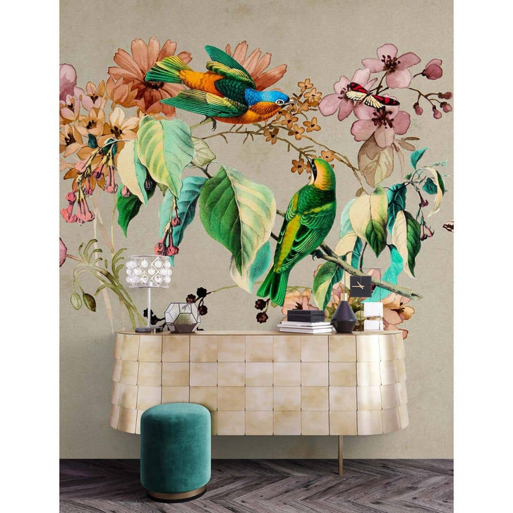 Livingwalls Fototapete Walls by Patel 3 Love Nest 1 grün, beige, orange, rosa, türkis - WA327960