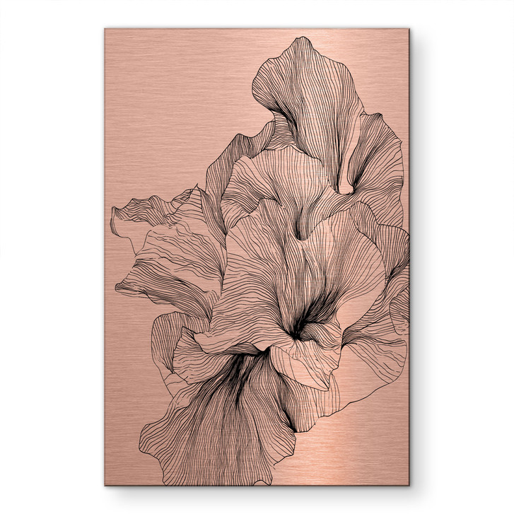 Alu-Dibond gebürstet mit Kupfereffekt - Florale Linienkunst - Treechild - WA518306