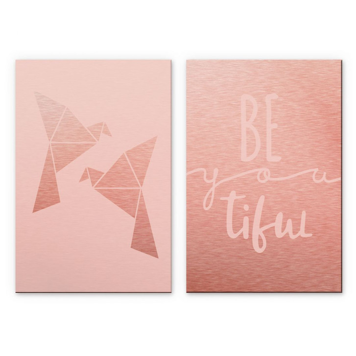 Alu-Dibond Bild mit Kupfereffekt Be you tiful (2er Set) - WA231056