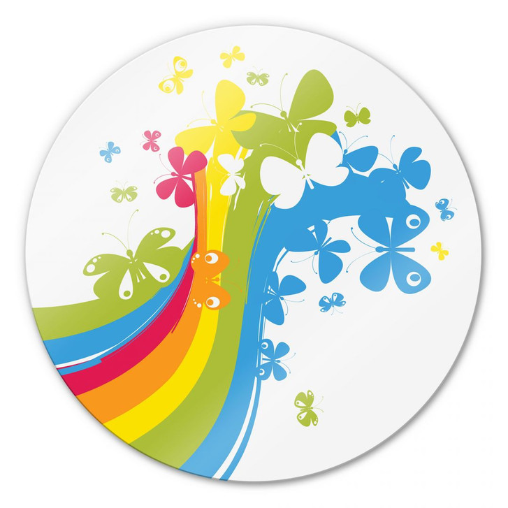 Glasbild Butterfly Rainbow - rund - WA121640