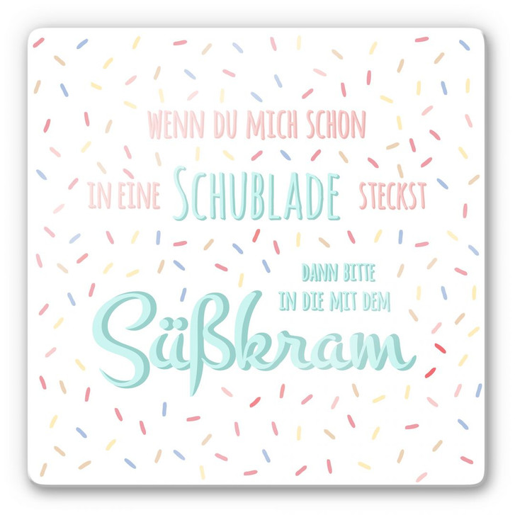 Glasbild Schublade mit Süsskram - quadratisch - WA127408