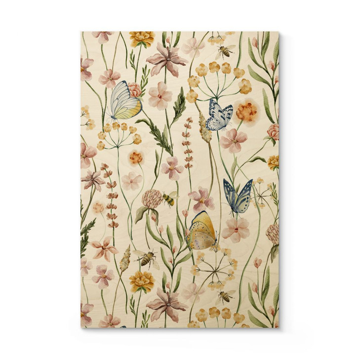 Holzbild Frühlingswiese mit Schmetterlingen - UN Designs - WA401703