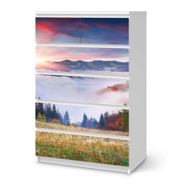 Möbel Klebefolie IKEA Malm Kommode 6 Schubladen (hoch) - Herbstwald - CR113726