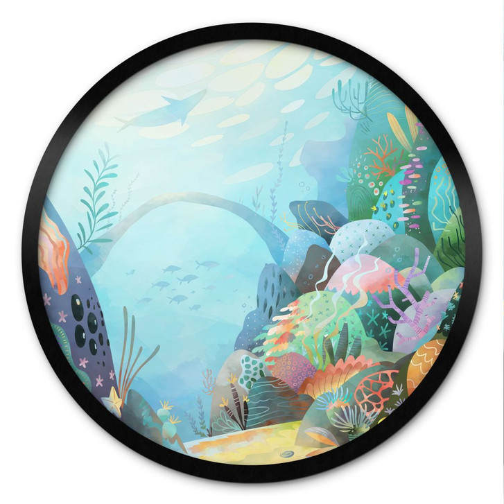 Poster Korallenriff in blauer Lagune - DigitalArtsi - Rund - WA487590