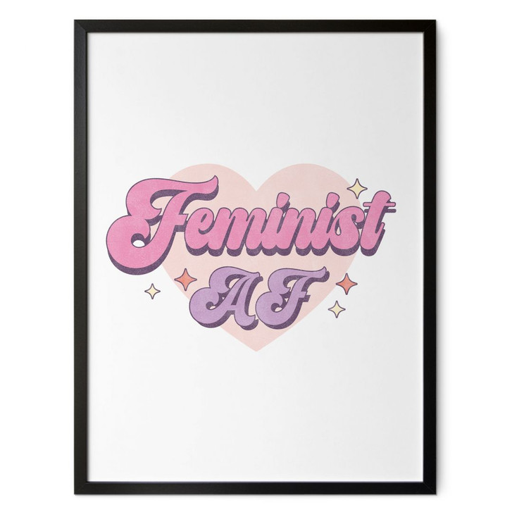 Poster mit Statement - Feminist AF Rosa Herz - WA499008