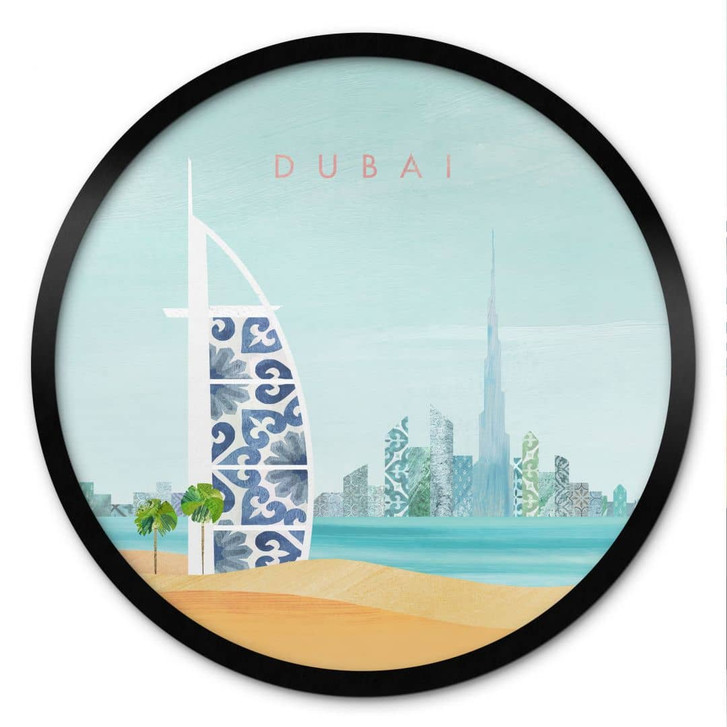 Poster Strand von Dubai - Burj Al Arab - Rivers - Rund - WA473780
