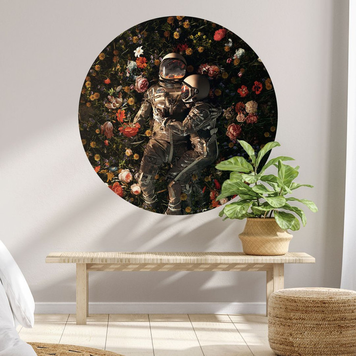 Wandtattoo Astronauten auf einer Blumenwiese - Nicebleed - Rund - WA413264