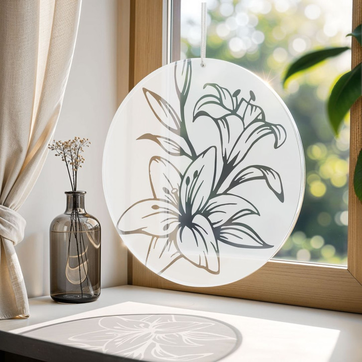 Acrylglasbild, Fensterbild zum Aufhängen Lilien-Blüten - Rund - WA441301