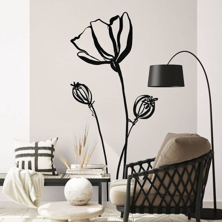 Florale Fototapete Line Art Mohnblume - Cats & Dotz - WA493240