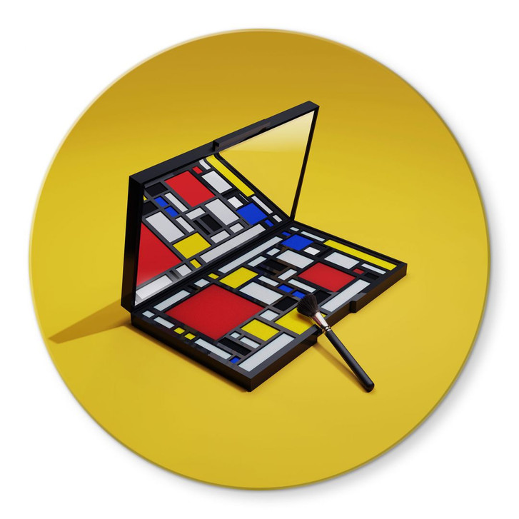 Glasbild Make-Up Palette im Stil von Piet Mondrian - Pozdniakov - Rund - WA416863