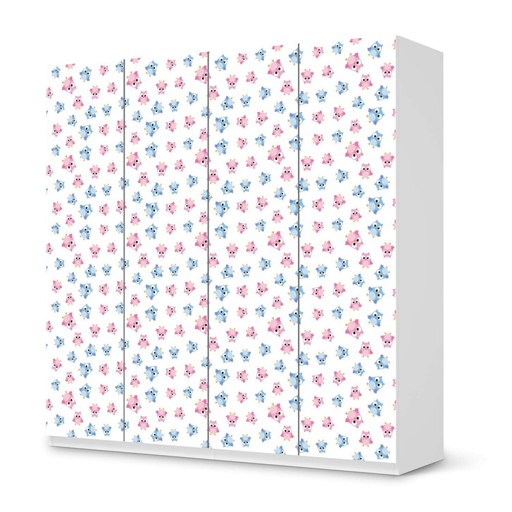 Klebefolie IKEA Pax Schrank 201cm Höhe - 4 Türen - Eulenparty - CR110924