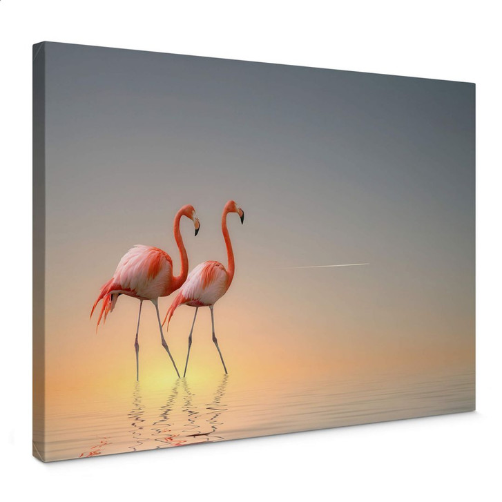 Leinwandbild Cseresnjes - Flamingos im Abendlicht - WA361222